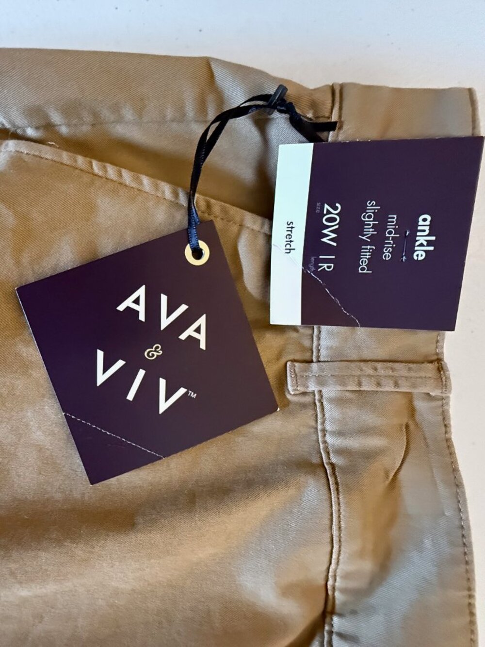 NEW Ava & Viv, Tan Chinos Pants, 20W